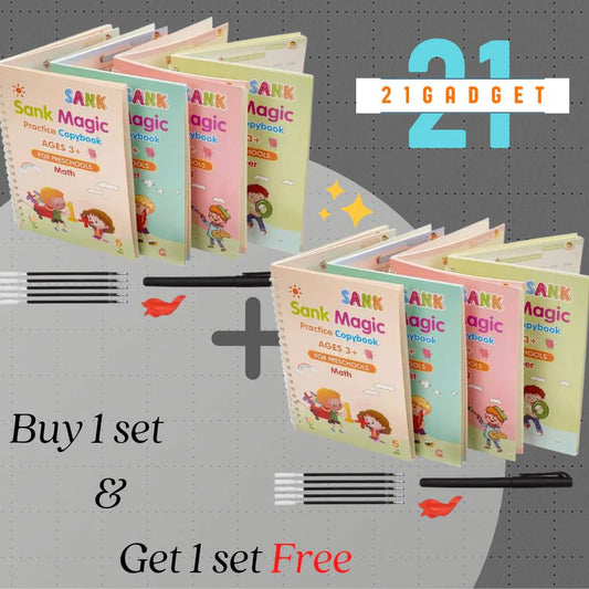 Magic Book Buy 1 set & Get 1 set FREE ( 8 Book + 20 Refill+2 Pen+2 Grip ) + FREE Learning 2000+ pages PDF worksheet for kids